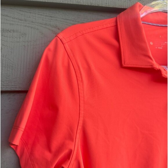 Peter Millar Women’s Golf Polo Shirt Coral Orange Belfair Logo Performance Top - Picture 2 of 7